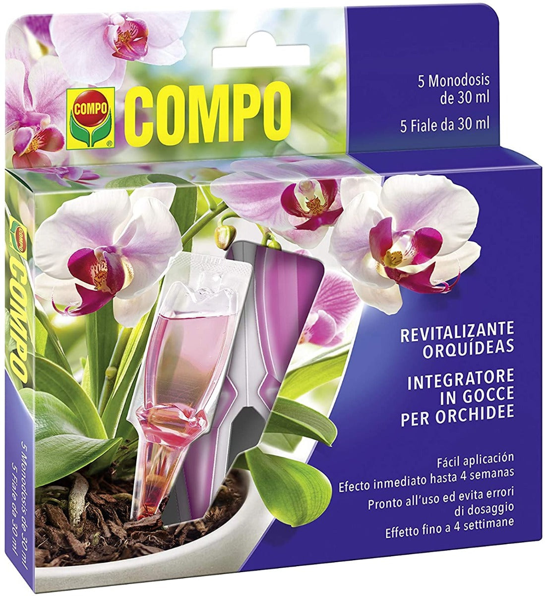 GOCCE PER ORCHIDEE CON SALI MINERALI, 5 FIALE MONODOSE DA 30ML