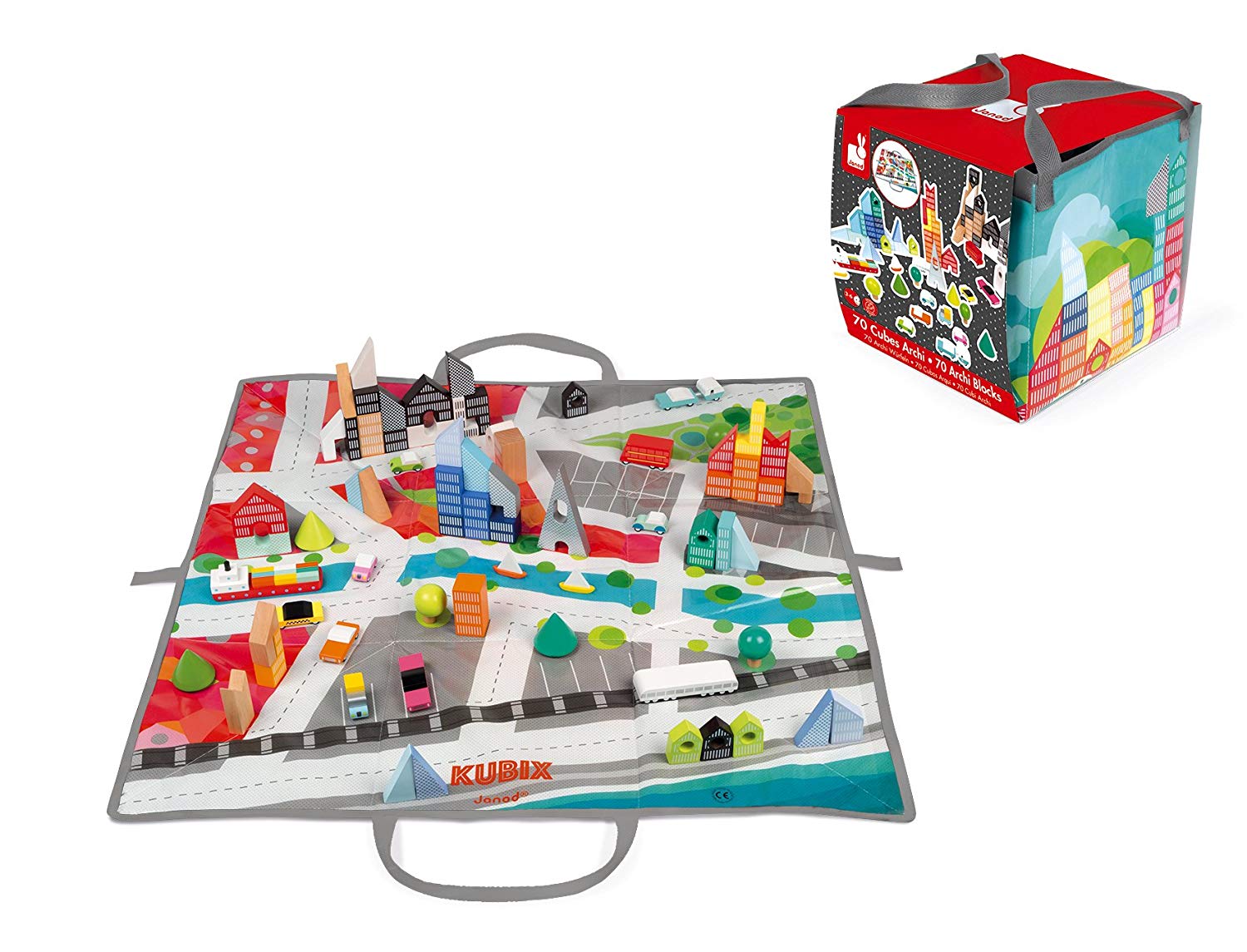 COSTRUZIONI KUBIX 70 CUBI COLORATI CON TAPPETO DA GIOCO