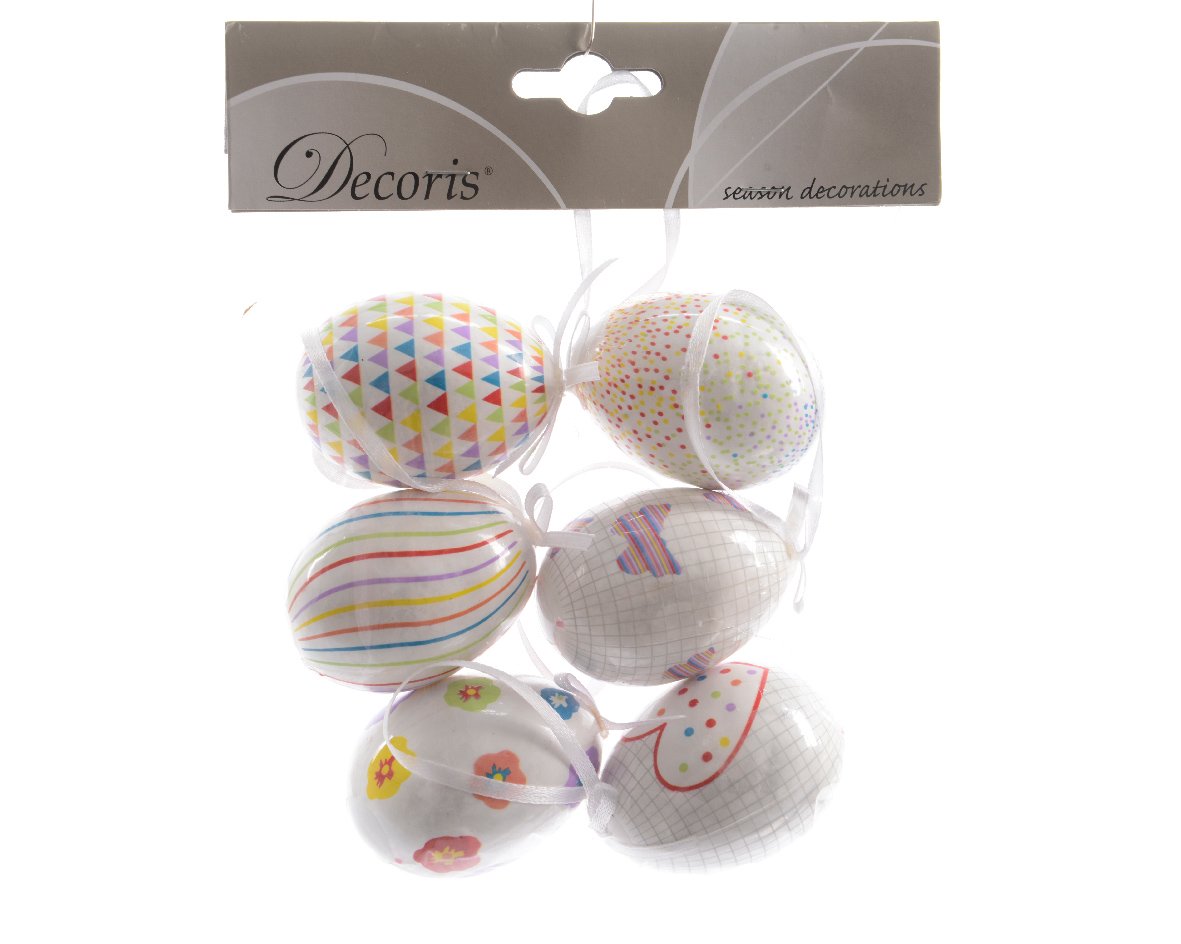 6 UOVA DI PASQUA DECORATE 6CM