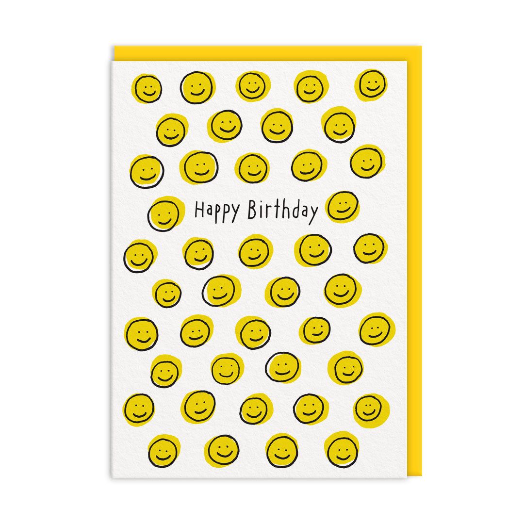 Ohh Deer Biglietto di auguri "Yellow Smiley Birthday" A6, giallo