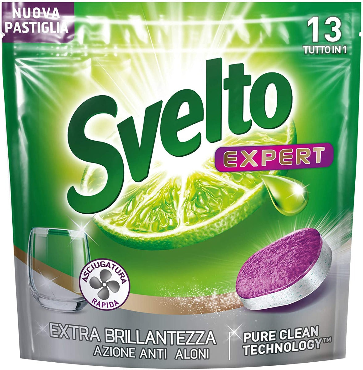 LAVASTOVIGLIE SVELTO TABS 13 LAVAGGI EXPERT EXTRA BRILLANTEZZA LIMONE