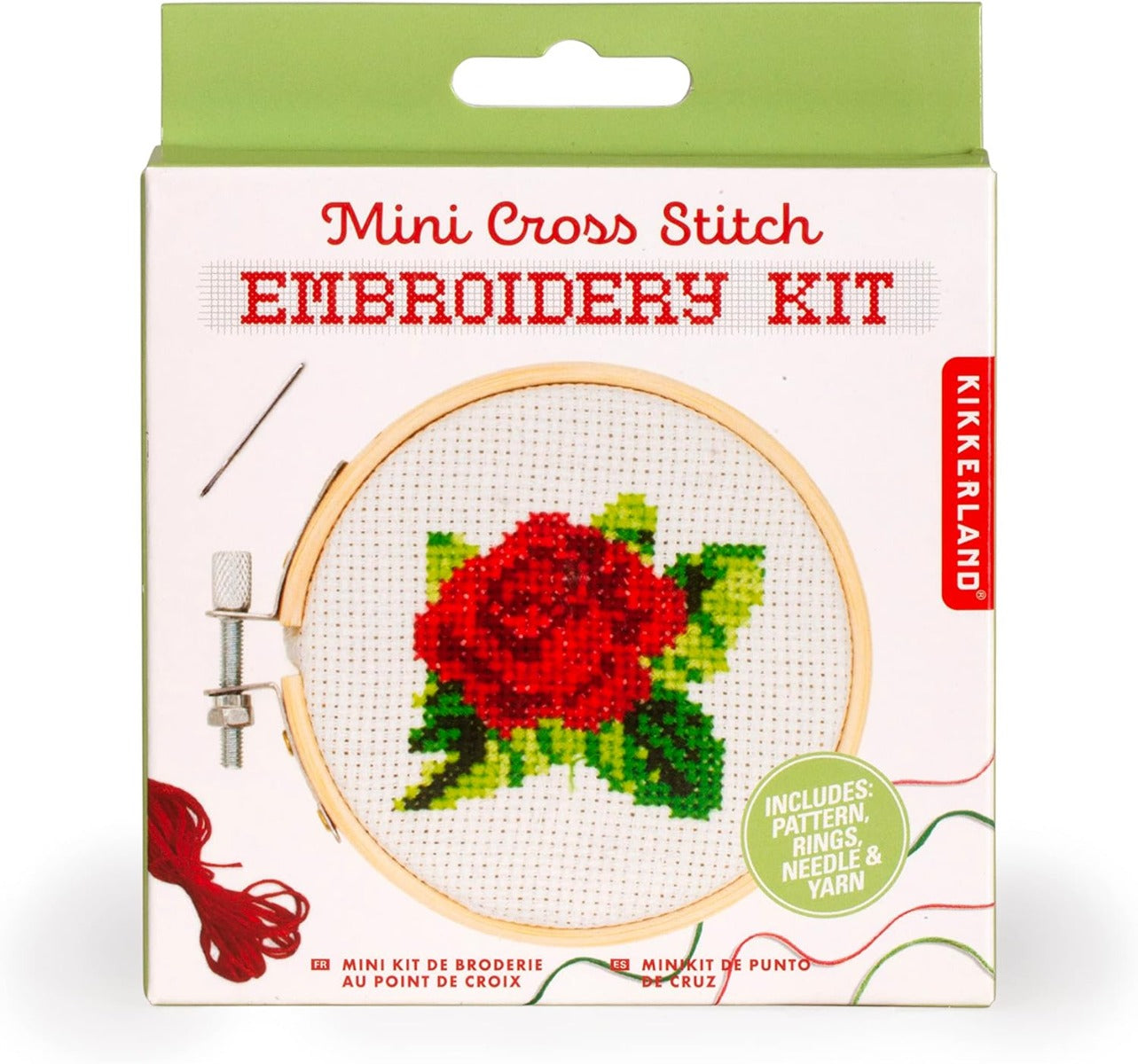 MINI KIT DA RICAMO ROSA - PUNTO CROCE