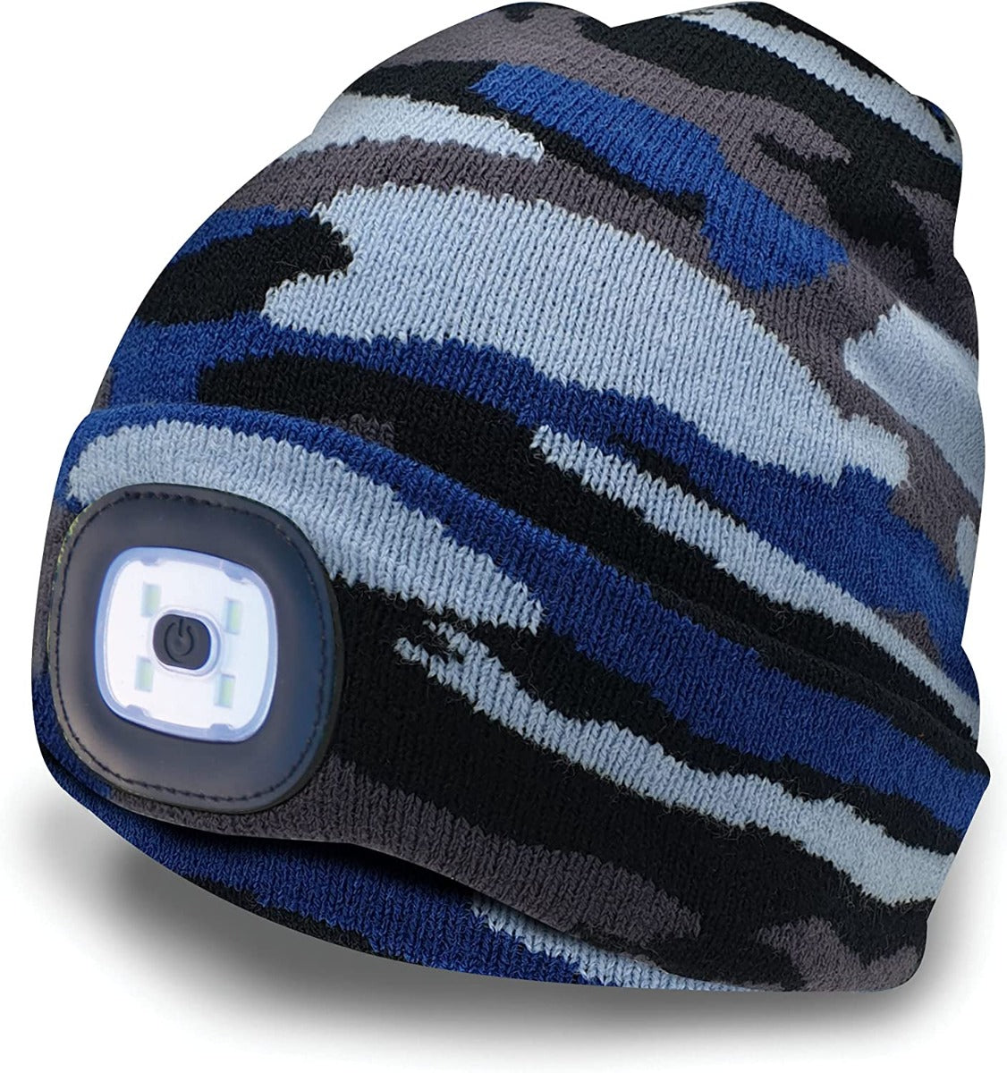 CAPPELLO IN STOFFA CON LUCE LED BLU FANTASIA MILITARE TAGLIA UNICA