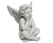 STATUA PUTTO CHE PENSA BIANCO 31.5X42.5CM