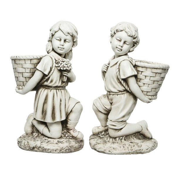STATUETTA BAMBINO/BAMBINA ALL'APERTO COLORE BIANCO MODELLO ASSORITO 57CM