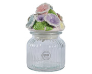 BARATTOLO IN VETRO CON TAPPO FIORI D11 X H19 CM