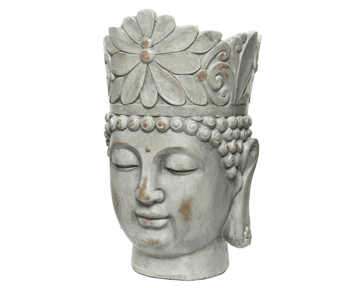 FIORIERA A FORMA DI BUDDHA GRIGIO 23X25X36H CM