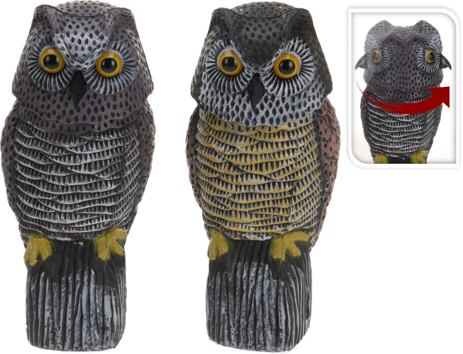 STATUA SPAVENTAPASSERI GUFO CON TESTA OSCILLANTE 38CM