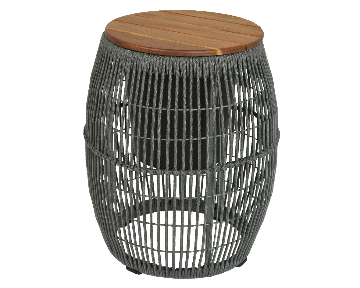 TAVOLINO A FORMA DI BOTTE CON CONTENITORE 40X49CM GRIGIO