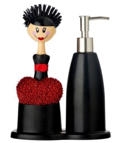 SET DA CUCINA CON DISPENSER PER SAPONE, SPUGNA E SPAZZOLA PER PIATTI