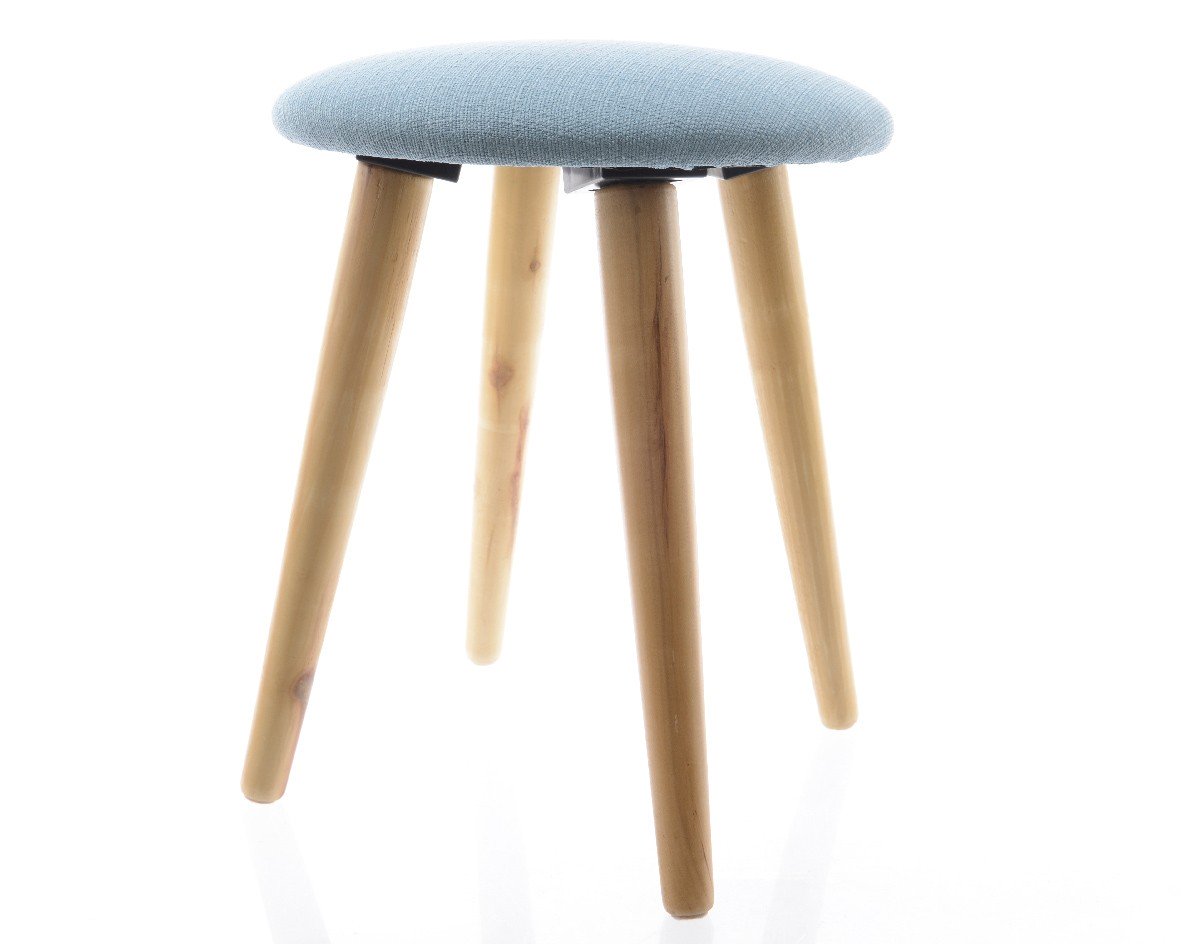 SGABELLO IMBOTTITO CON GAMBE IN LEGNO