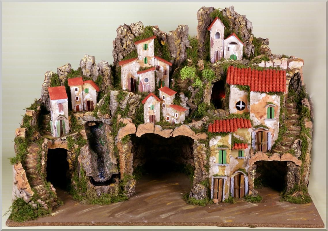 PRESEPE 76X40X54CM CON LUCI E CASCATA CON POMPA