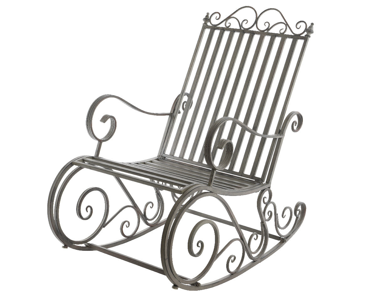 SEDIA A DONDOLO IN METALLO 90X56X90CM GRIGIO