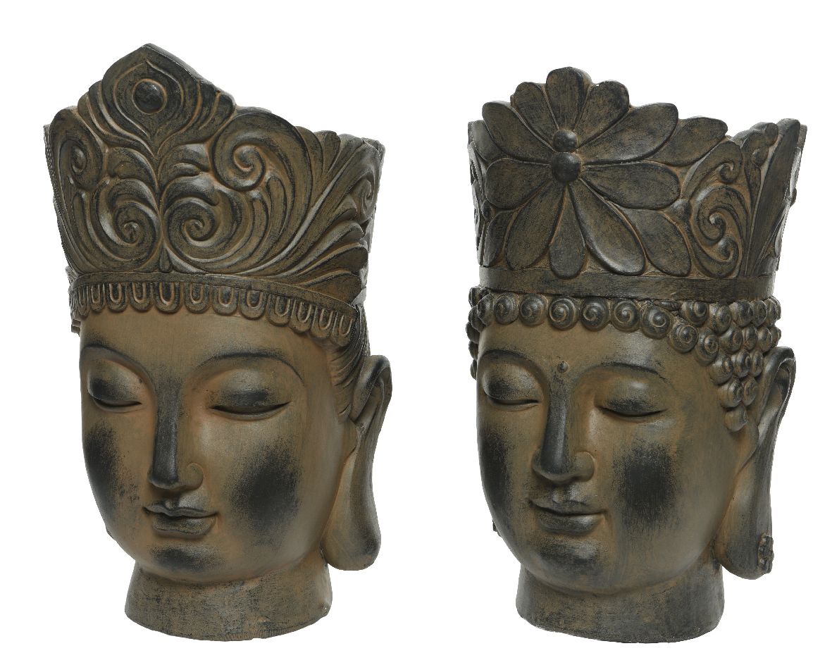 PORTA VASO TESTA BUDDHA MARRONE 23X25X36CM MODELLO A SCELTA