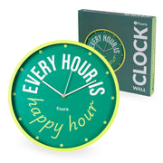 Fisura Orologio da Parete "Every Hour is Happy Hour", 35 cm D, Verde