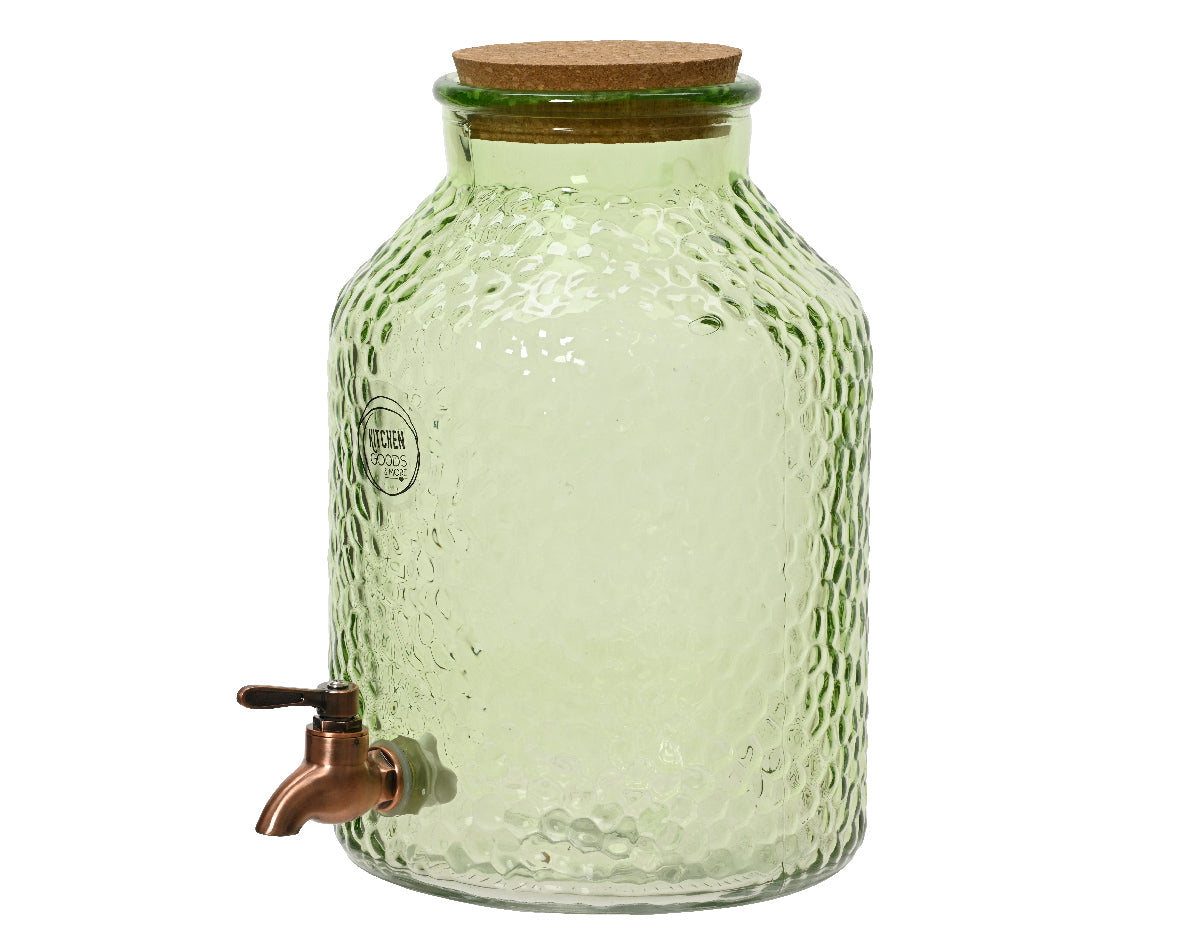 CONTENITORE IN VETRO CON SPILLATORE D2 CM VERDE TRASPARENTE