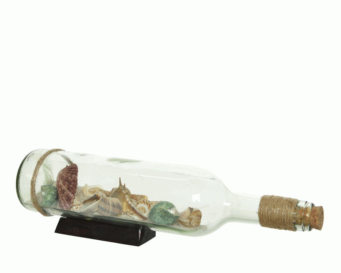 BOTTIGLIA DECORATIVA CON CONCHIGLIE 7X9X33CM