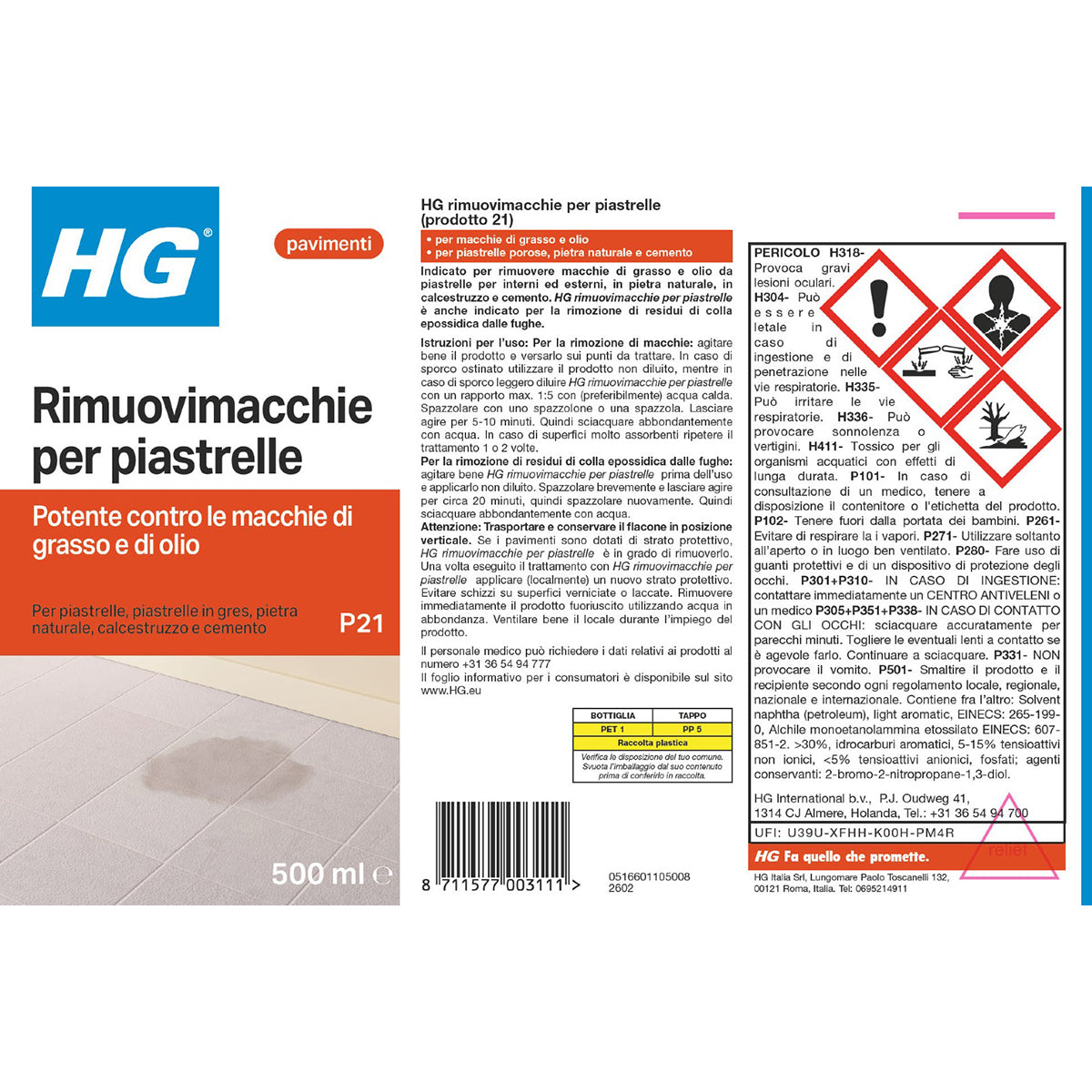 HG RIMUOVIMACCHIE PER PIASTRELLE 500 ML