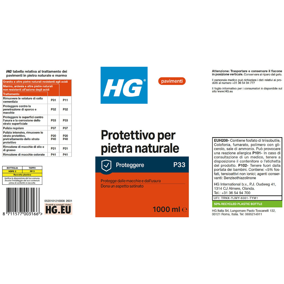 HG PELLICOLA PROTETTIVA LUCIDANTE PER PIETRA NATURALE 1 L