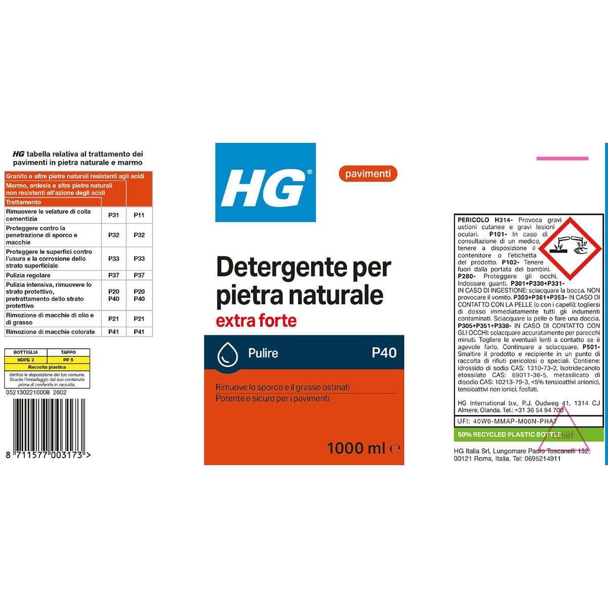 HG DETERGENTE FORTE PER PIETRA NATURALE 1 L