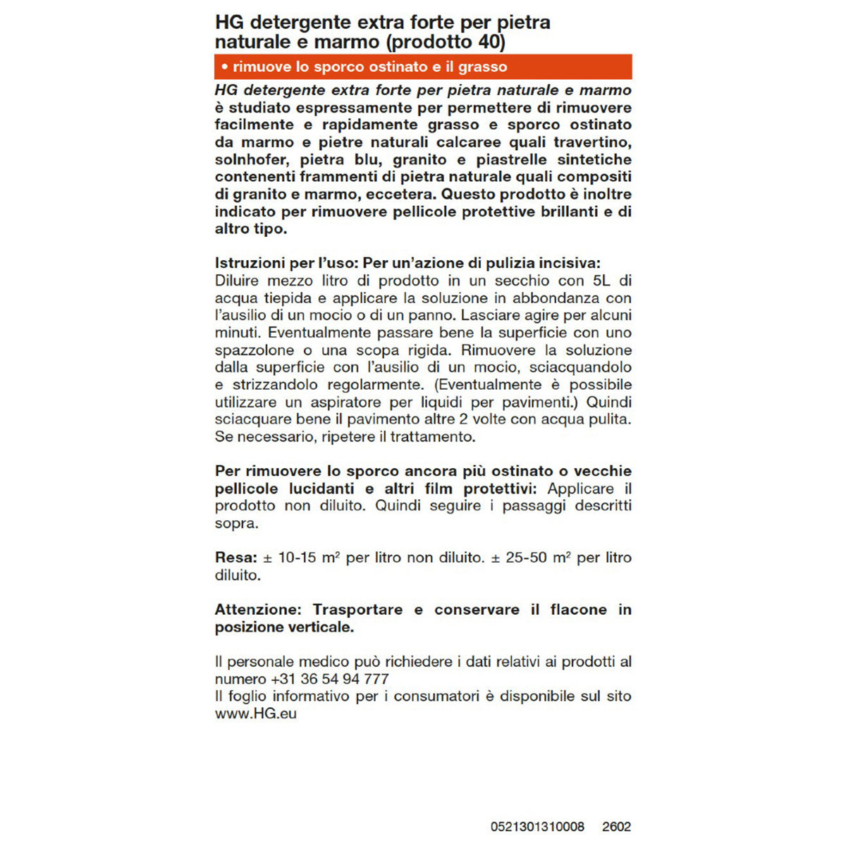 HG DETERGENTE FORTE PER PIETRA NATURALE 1 L