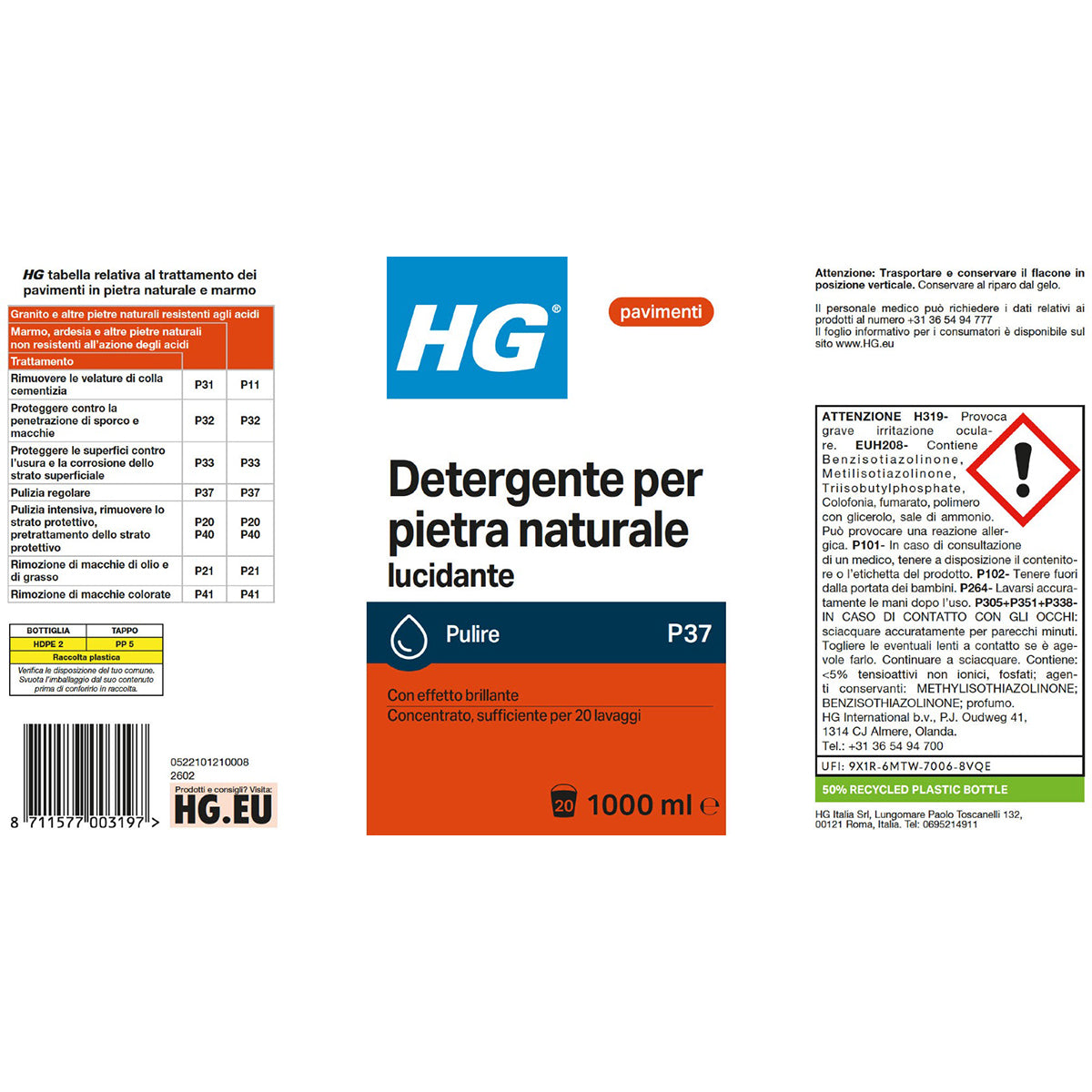 HG NATÜRLICHER STEINGLANZREINIGER 1 L
