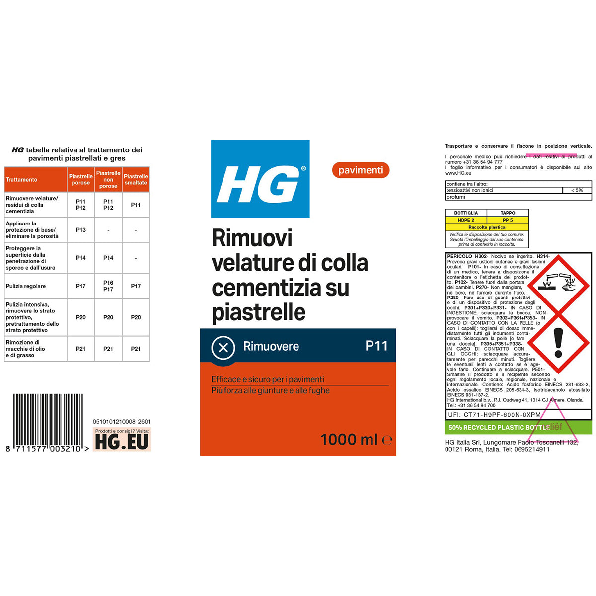 HG RIMUOVI VELATURE DI COLLA CEMENTIZIA 1 L