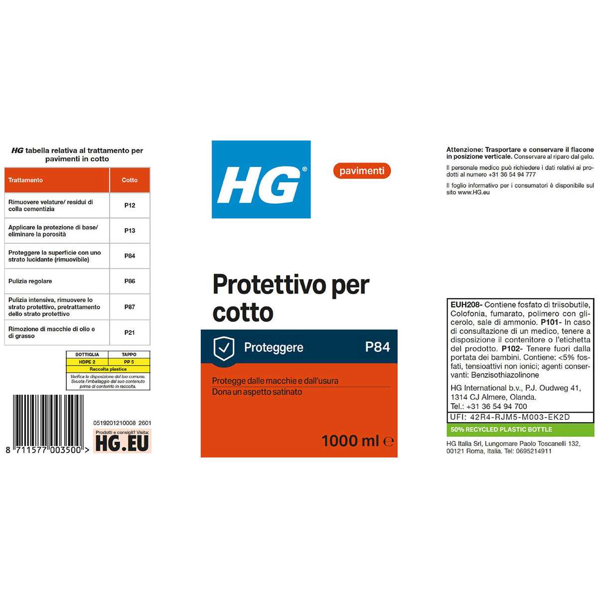 HG PELLICOLA PROTETTIVA LUCIDANTE PER COTTO 1 L