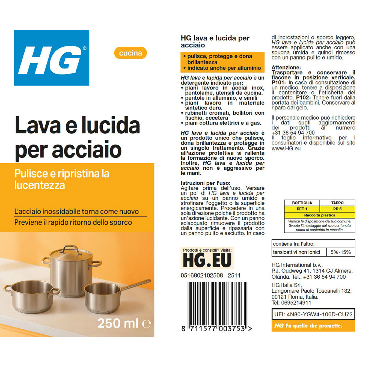 HG Wasch- und Poliermittel für Stahl 300 ml