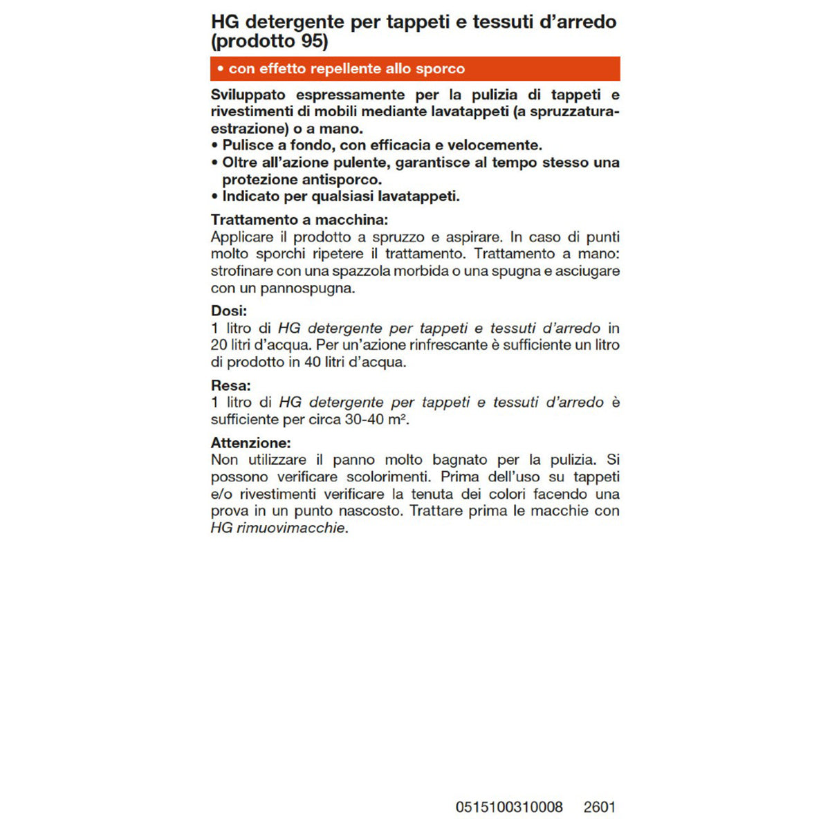 HG DETERGENTE PER TAPPETI E TAPPEZZERIA 1 L
