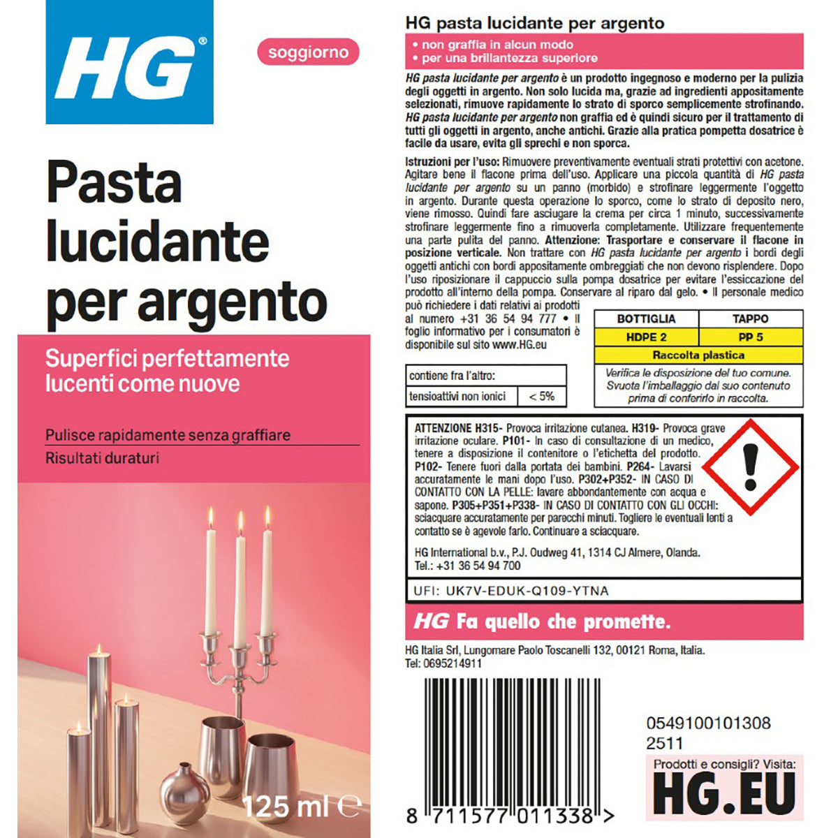 HG PASTA LUCIDANTE PER ARGENTO 150 ML