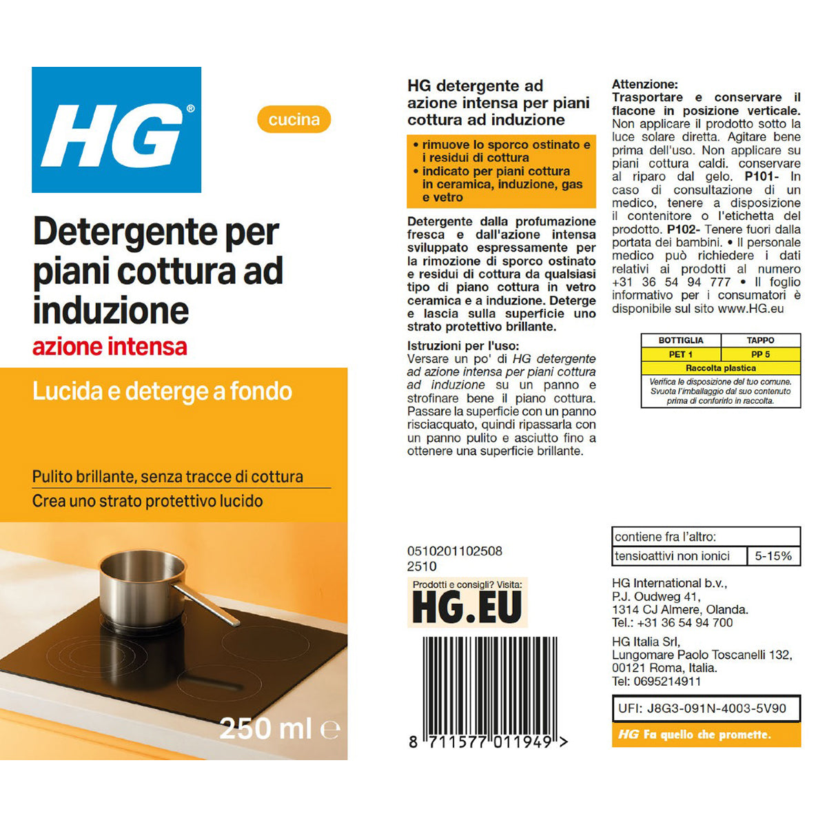 HG DETERGENTE AD AZIONE INTENSA PER PIANI COTTURA IN VETRO CERAM