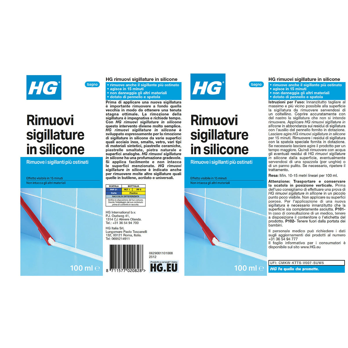 HG RIMUOVI SIGILLATURE IN SILICONE 100 ML