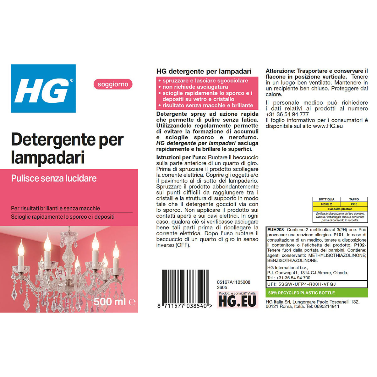 Nettoyant en spray HG pour lustres 500 ml