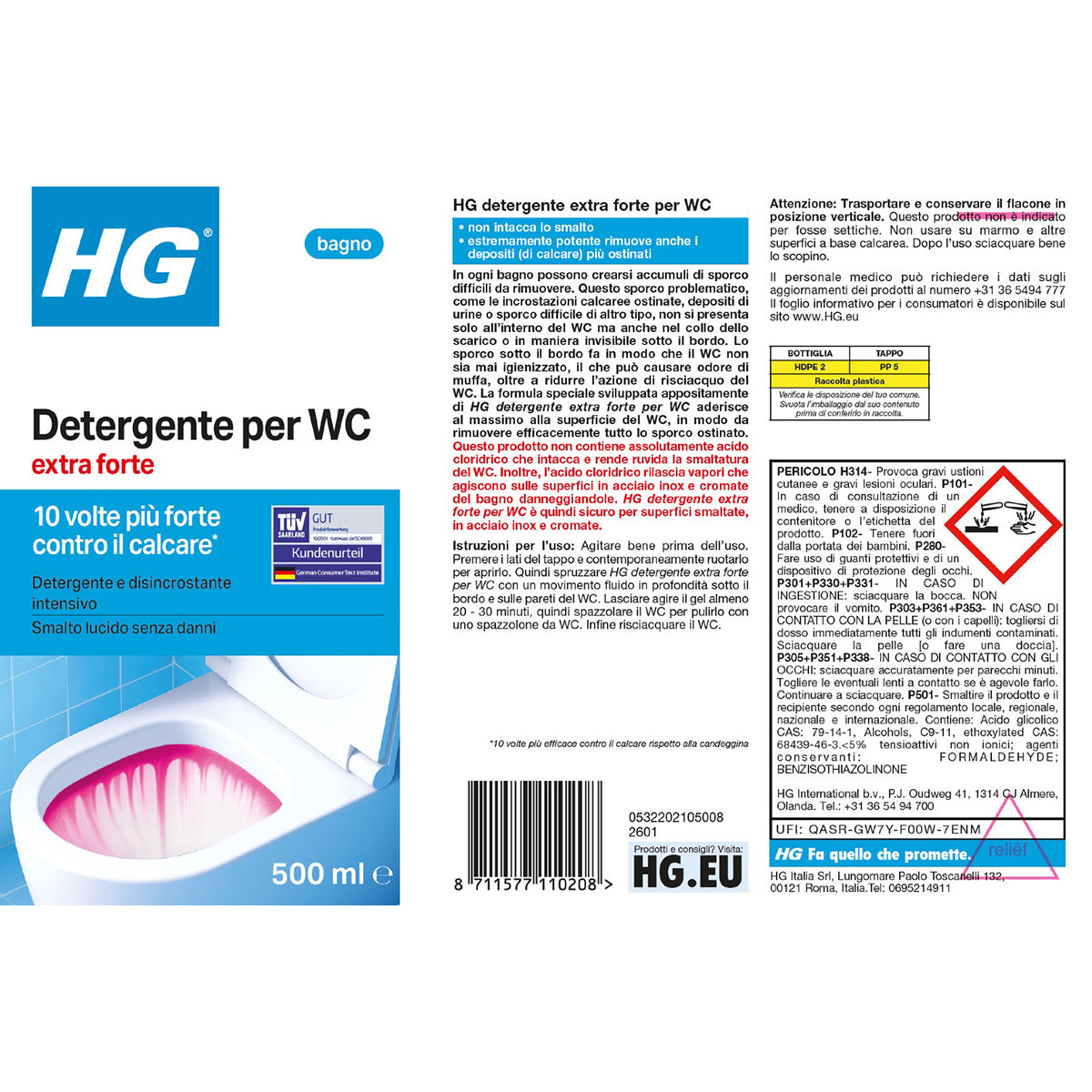 HG DETERGENTE SUPERPOTENTE PER WC 500 ML