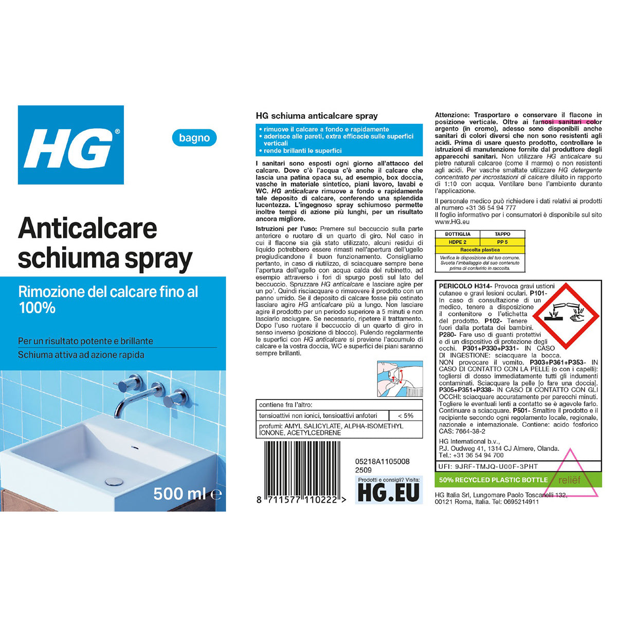HG ANTICALCARE SPRAY CON SCHIUMA 500 ML