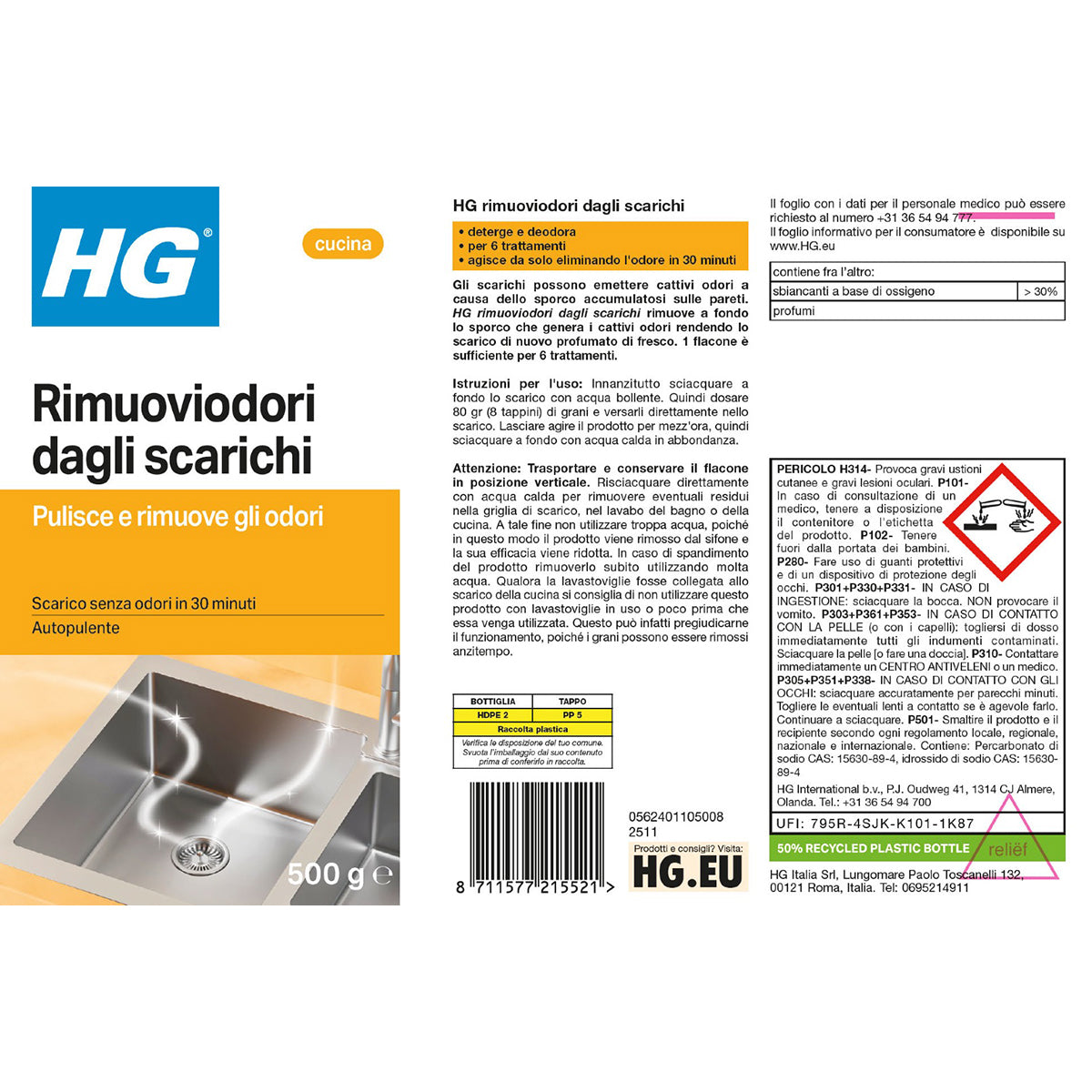 Désodorisant pour canalisations 500 g