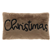 CUSCINO NATALIZIO 30X50CM MARRONE CON SCRITTA CHRISTMAS