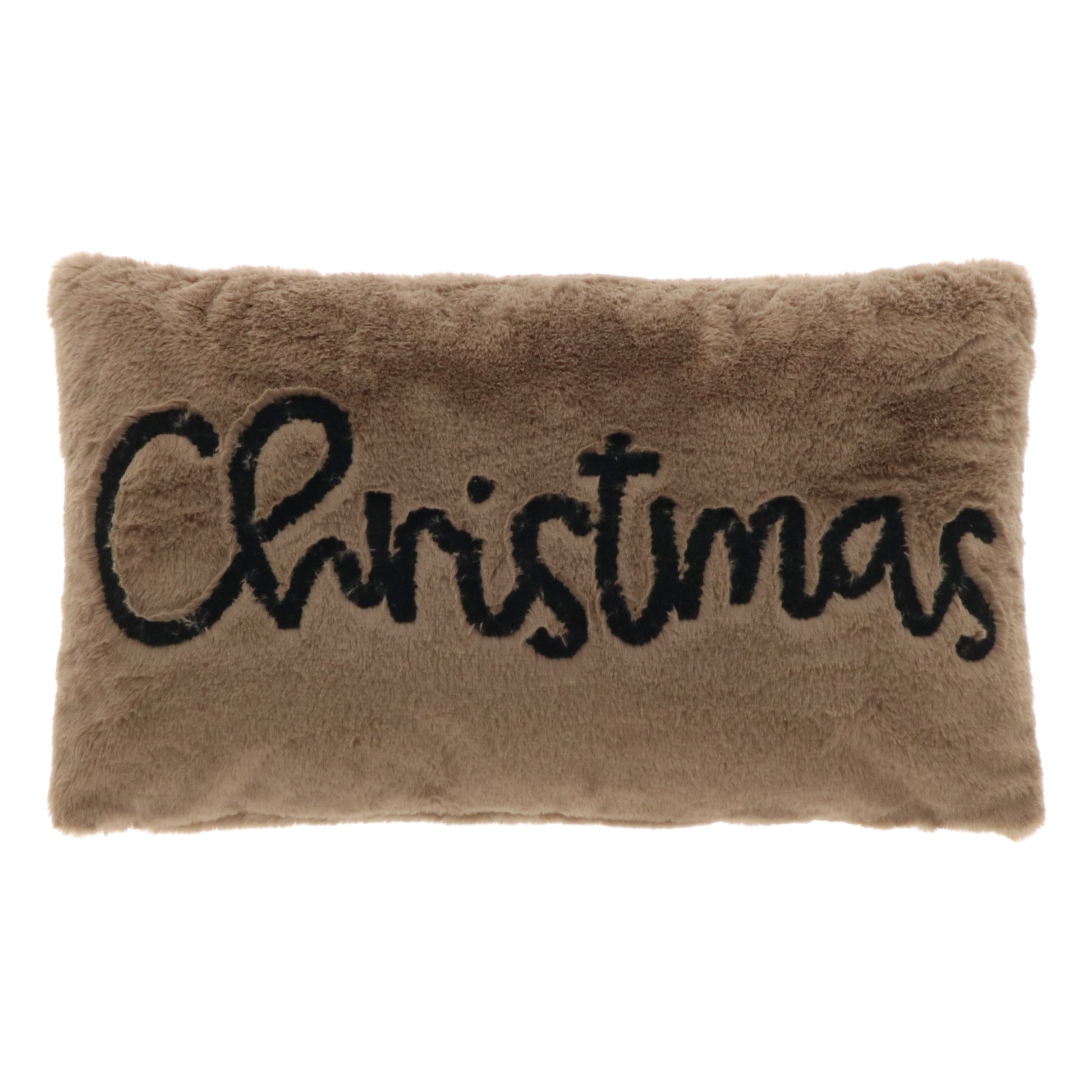 CUSCINO NATALIZIO 30X50CM MARRONE CON SCRITTA CHRISTMAS
