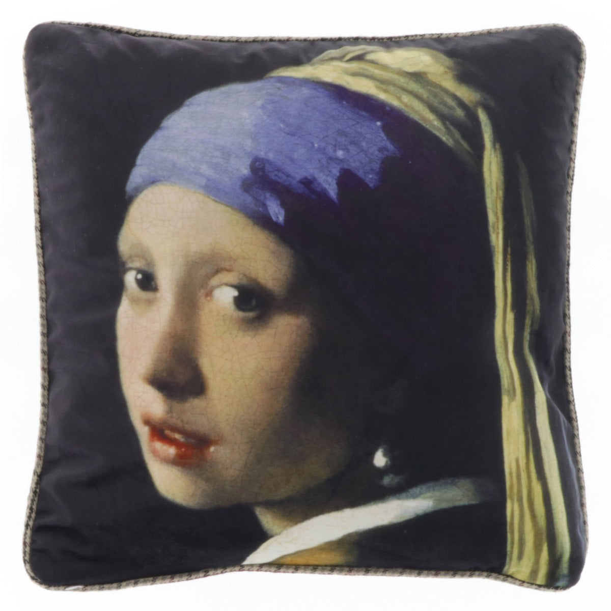 CUSCINO 45X45CM RAGAZZA CON L'ORECCHINO DI PERLA