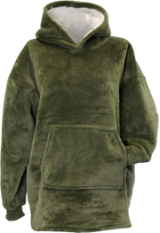 FELPA PER BAMBINI CON CAPPUCCIO VERDE OVERSIZE 75X63CM