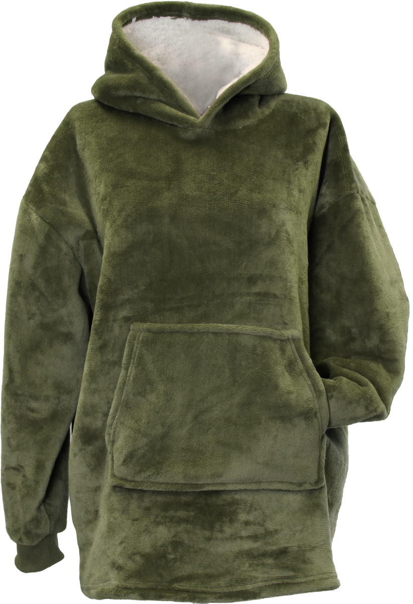 FELPA PER BAMBINI CON CAPPUCCIO VERDE OVERSIZE 75X63CM