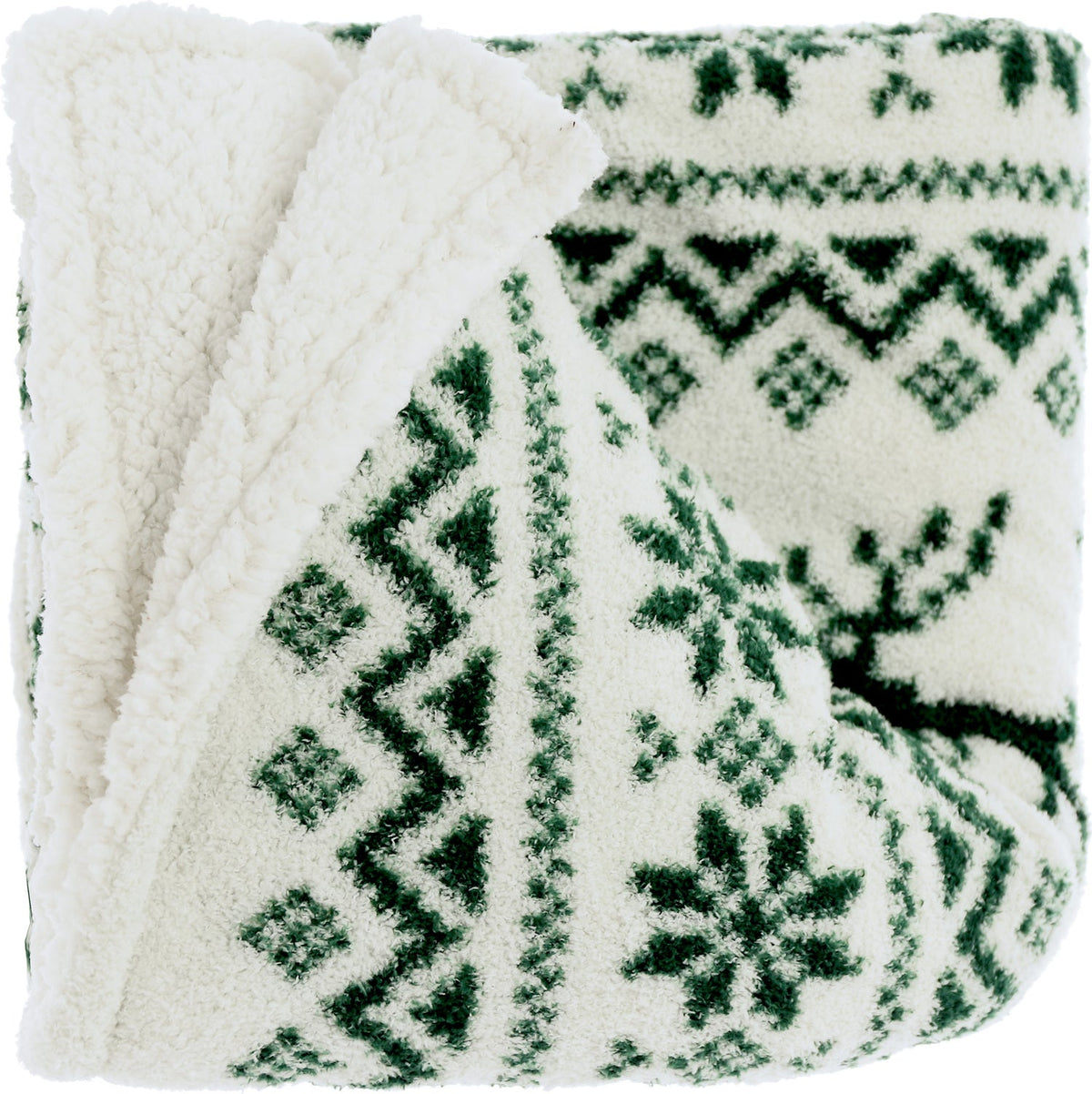 Plaid Mirre 130x160cm Verde Scuro Bianco Unique Living