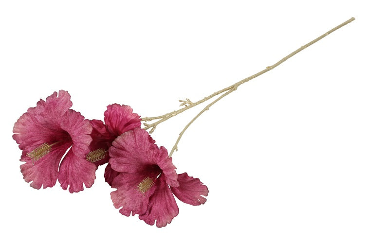 DECORAZIONE NATALIZIA, RAMO IBISCO, COLORE ROSA, H63CM