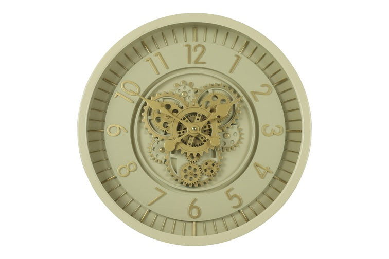 OROLOGIO DA PARETE CON INGRANAGGI IN MOVIMENTO, COLORE CREMA, Ø46CM
