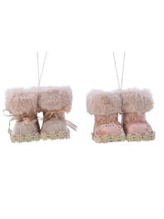 STIVALI DA NEVE ROSA GLITTER DECORAZIONE PER ALBERO DI NATALE ASSORTITI