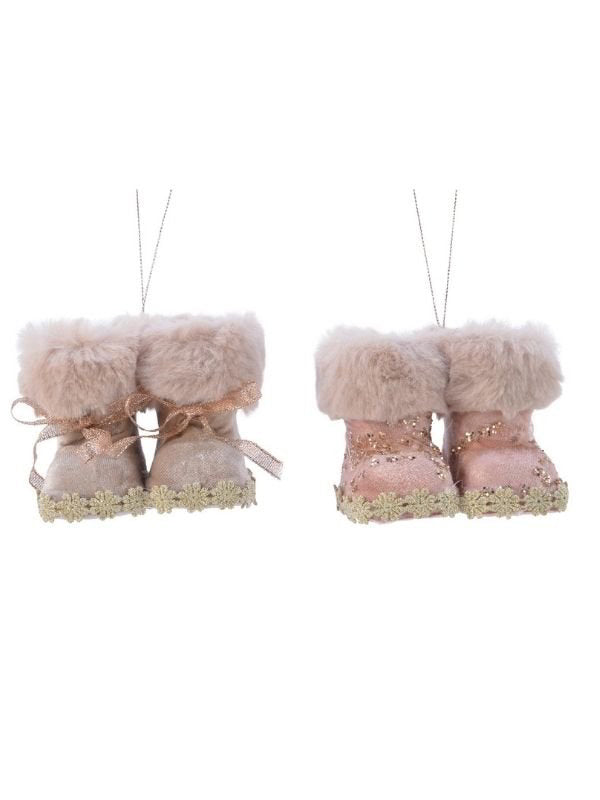 STIVALI DA NEVE ROSA GLITTER DECORAZIONE PER ALBERO DI NATALE ASSORTITI