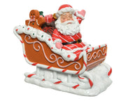 DECORAZIONE BABBO NATALE SU SLITTA PAN DI ZENZERO 15,4X8 XH12CM IN POLIRESINA