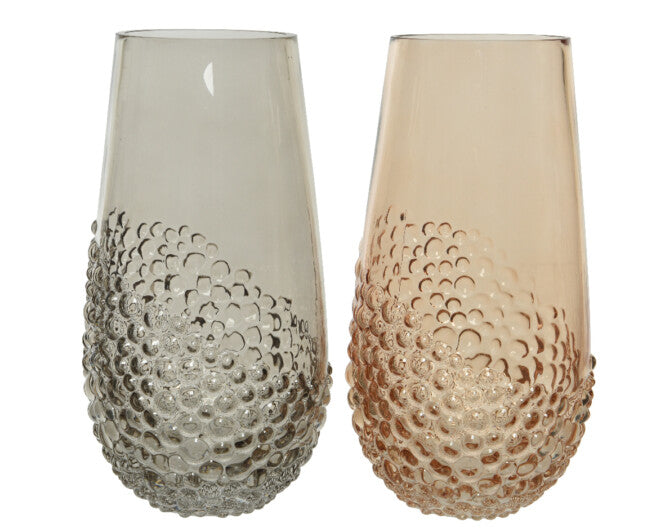 VASO IN VETRO 15,5X30CM CON BOLLICINE MODELLO ASSORTITO