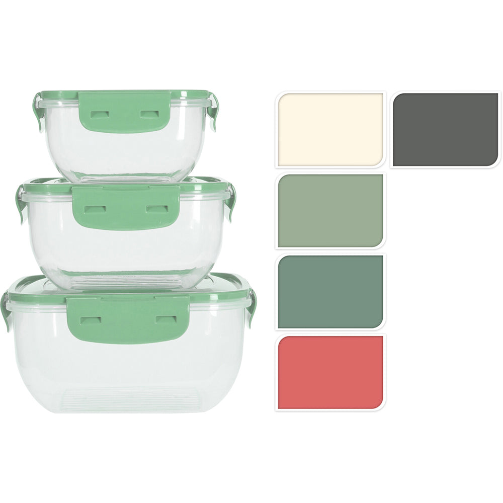 3 CONTENITORI PER ALIMENTI 500/900/1500ML COLORE ASSORTITO